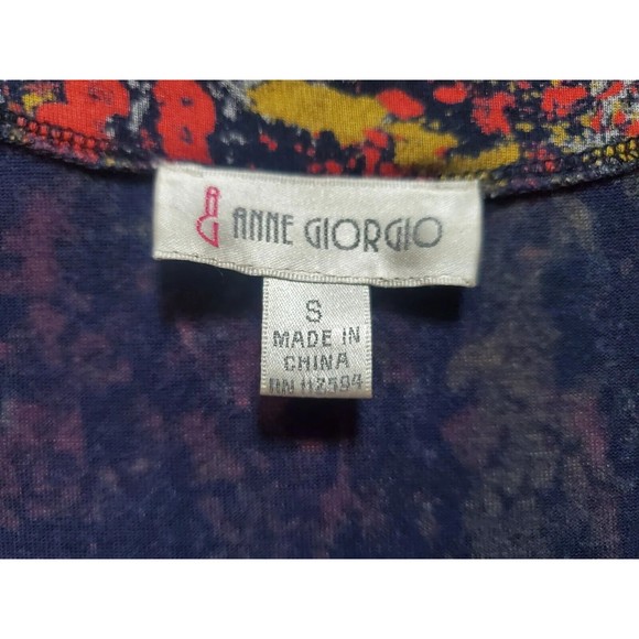 Anne Giorgio Dress Size Small Rayon Fall Red Gold‎ Long Sleeve Scoop Neck Drapey - Picture 7 of 10